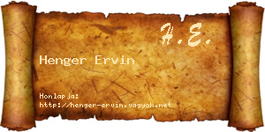 Henger Ervin névjegykártya