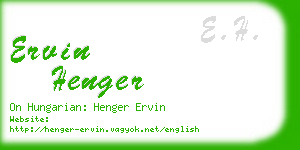 ervin henger business card